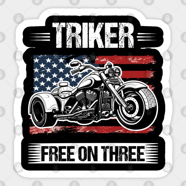 US Flag Trike Trikers Design Motorcycle Trikes Gift for Triker Sticker by stearman